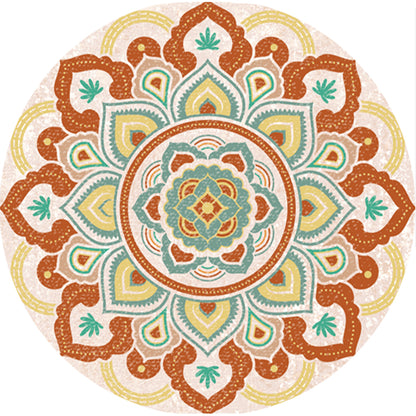 Classic Multi Color Moroccan Rug Synthetics Mandala Print Carpet Pet Friendly Anti-Slip Washable Rug for Home Light Yellow Clearhalo 'Area Rug' 'Moroccan' 'Rugs' Rug' 2185095