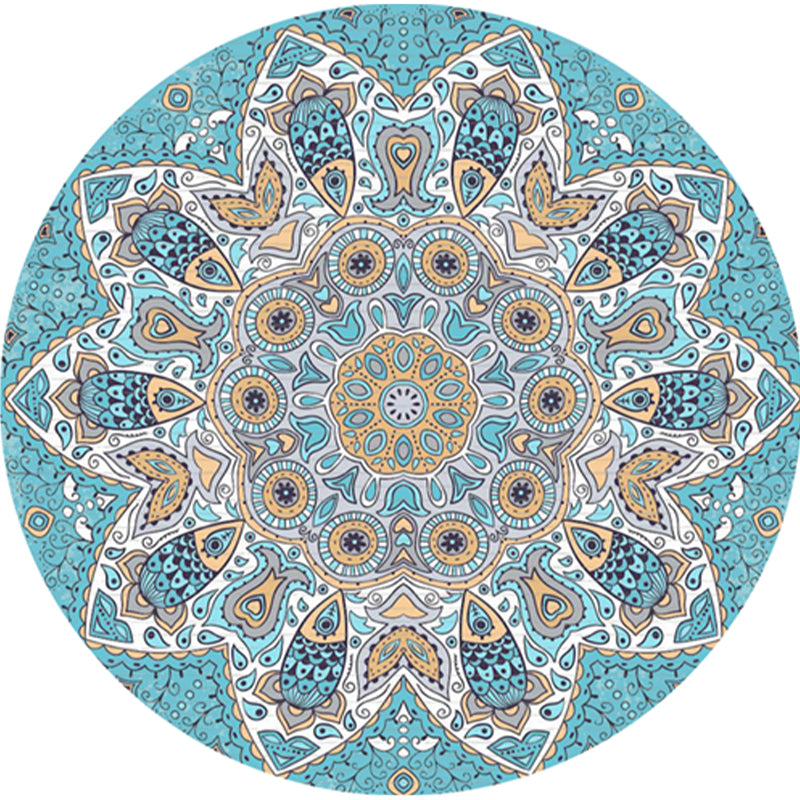 Classic Multi Color Moroccan Rug Synthetics Mandala Print Carpet Pet Friendly Anti-Slip Washable Rug for Home Black Clearhalo 'Area Rug' 'Moroccan' 'Rugs' Rug' 2185096