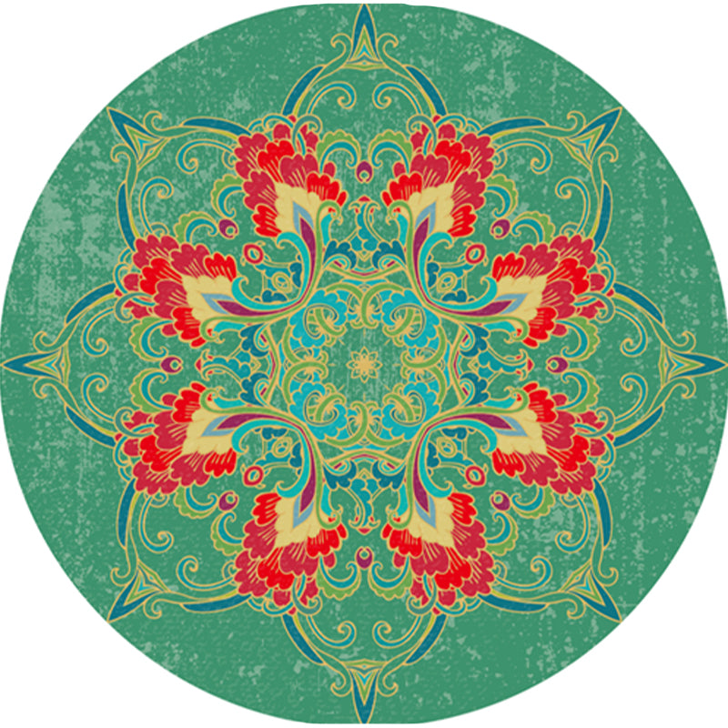 Classic Multi Color Moroccan Rug Synthetics Mandala Print Carpet Pet Friendly Anti-Slip Washable Rug for Home Green Clearhalo 'Area Rug' 'Moroccan' 'Rugs' Rug' 2185097