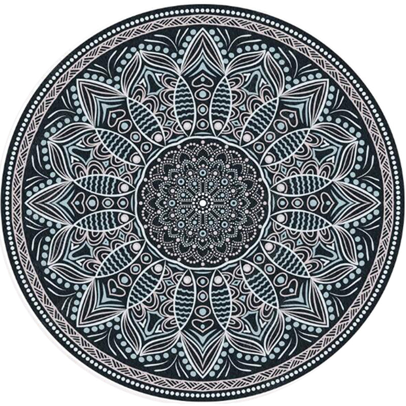 Moroccan Door Rug Multicolor Mandala Area Rug Polypropylene Anti-Slip Stain Resistant Machine Washable Rug Black Clearhalo 'Area Rug' 'Moroccan' 'Rugs' Rug' 2185111