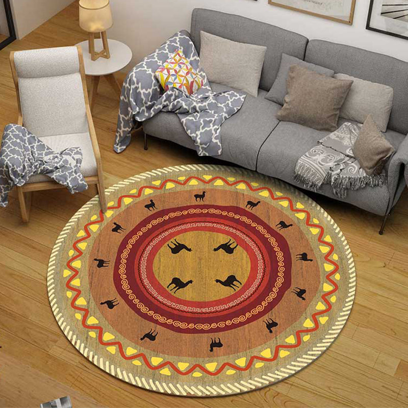 Vintage Jacquard Print Rug Multi-Color Moroccan Rug Polyester Pet Friendly Machine Washable Non-Slip Backing Rug for Hall Light Coffee Clearhalo 'Area Rug' 'Moroccan' 'Rugs' Rug' 2185116