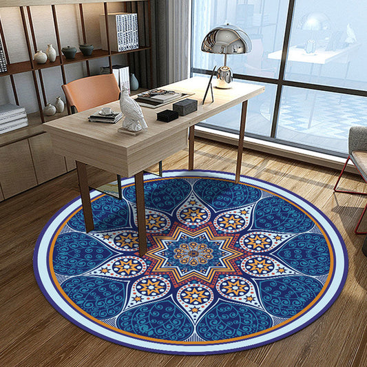 Vintage Jacquard Print Rug Multi-Color Moroccan Rug Polyester Pet Friendly Machine Washable Non-Slip Backing Rug for Hall Royal Blue Clearhalo 'Area Rug' 'Moroccan' 'Rugs' Rug' 2185119