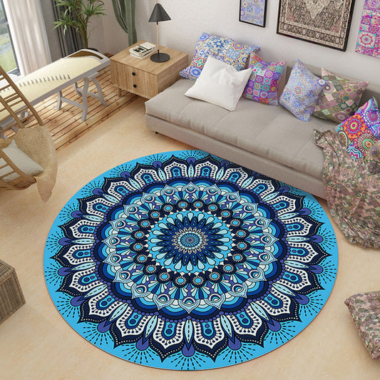Lavish Moroccan Rug Multi Colored Mandala Carpet Non-Slip Stain Resistant Pet Friendly Rug for Home Decor Royal Blue Clearhalo 'Area Rug' 'Moroccan' 'Rugs' Rug' 2185127