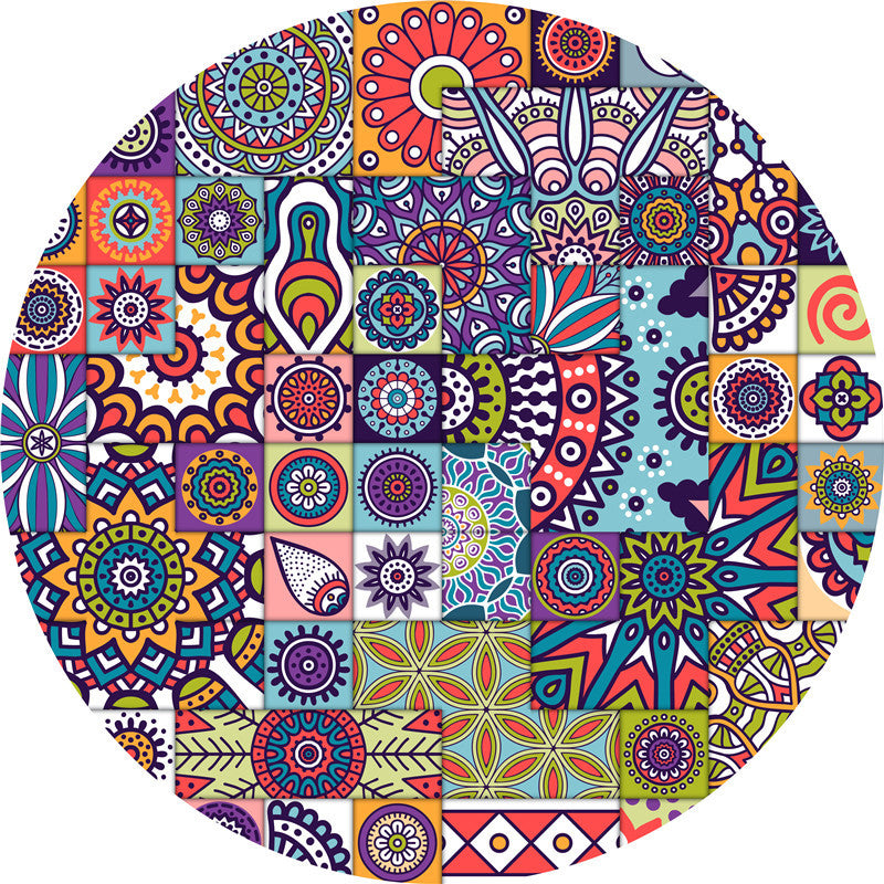 Multicolor Mandala Rug Synthetics Moroccan Rug Non-Slip Pet Friendly Washable Rug for Sitting Room Dark Blue Clearhalo 'Area Rug' 'Moroccan' 'Rugs' Rug' 2185135