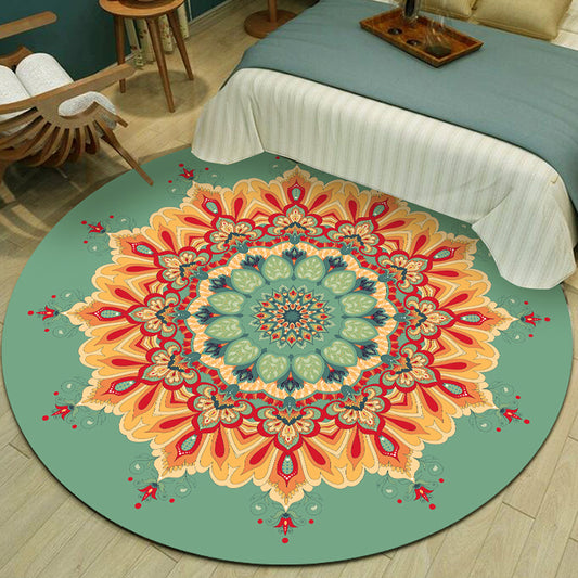 Exotic Multicolor Mandala Area Rug Polypropylene Moroccan Rug Pet Friendly Machine Washable Anti-Slip Backing Rug for Bedroom Pea Green Clearhalo 'Area Rug' 'Moroccan' 'Rugs' Rug' 2185141
