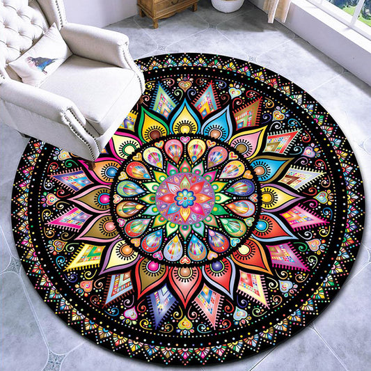 Pretty Mandala Patterned Rug Multi Color Moroccan Area Rug Polyester Pet Friendly Stain Resistant Anti-Slip Backing Rug for Tearoom Yellow Clearhalo 'Area Rug' 'Moroccan' 'Rugs' Rug' 2185153