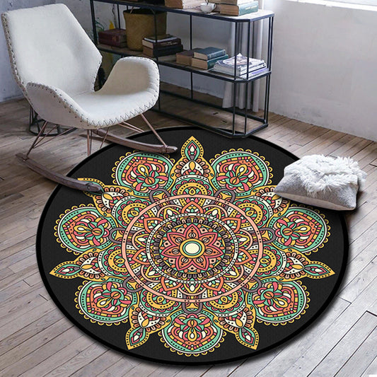 Folks Multicolor Mandala Rug Synthetics Moroccan Rug Machine Washable Non-Slip Pet Friendly Carpet for Living Room Red Clearhalo 'Area Rug' 'Moroccan' 'Rugs' Rug' 2185168