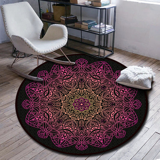 Folks Multicolor Mandala Rug Synthetics Moroccan Rug Machine Washable Non-Slip Pet Friendly Carpet for Living Room Purple Clearhalo 'Area Rug' 'Moroccan' 'Rugs' Rug' 2185175