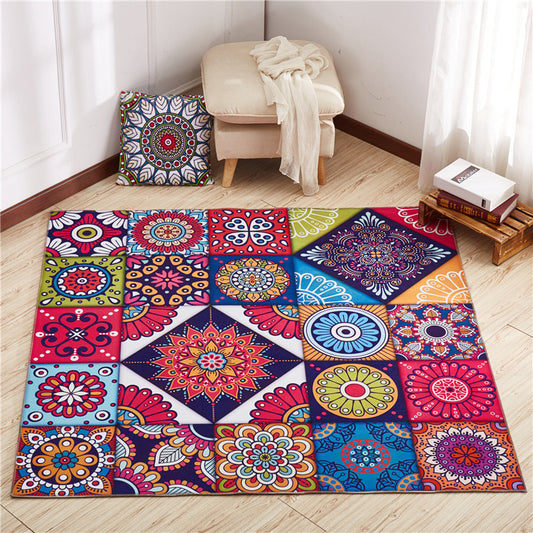 Moroccan Mandala Patchwork Rug Multi-Colored Polyester Rug Pet Friendly Anti-Slip Machine Washable Rug for Great Room Red Clearhalo 'Area Rug' 'Moroccan' 'Rugs' Rug' 2185193