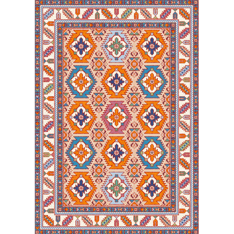 Persian Home Rug Multi Color Symmetric Print Carpet Polyester Anti-Slip Backing Machine Washable Stain Resistant Rug Orange Clearhalo 'Area Rug' 'Moroccan' 'Rugs' Rug' 2185249