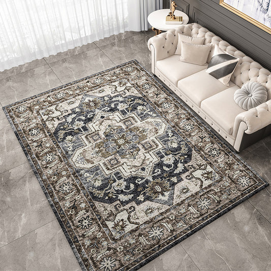 Distressed Multi Color Persian Rug Synthetics Geometric Print Carpet Washable Non-Slip Backing Stain Resistant Rug for Home Dark Blue Clearhalo 'Area Rug' 'Moroccan' 'Rugs' Rug' 2185257