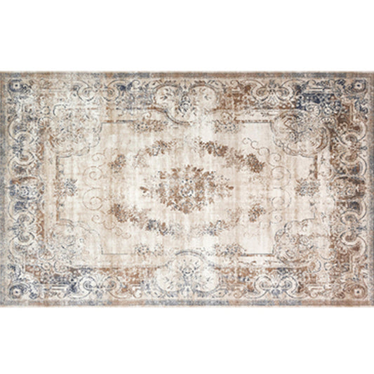 Persian Flower Indoor Rug Multi Colored Polypropylene Carpet Stain Resistant Non-Slip Washable Rug for Home Decor Khaki Clearhalo 'Area Rug' 'Moroccan' 'Rugs' Rug' 2185265