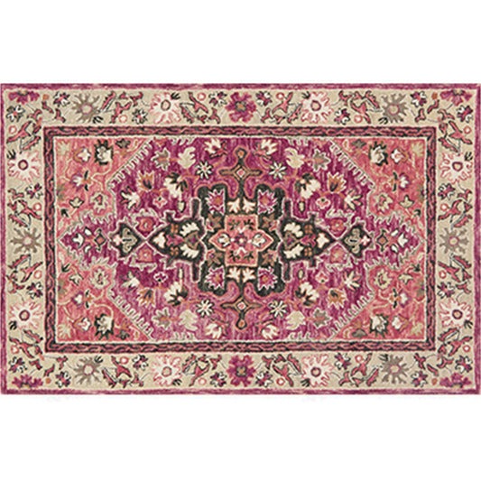 Persian Flower Indoor Rug Multi Colored Polypropylene Carpet Stain Resistant Non-Slip Washable Rug for Home Decor Pink Clearhalo 'Area Rug' 'Moroccan' 'Rugs' Rug' 2185270