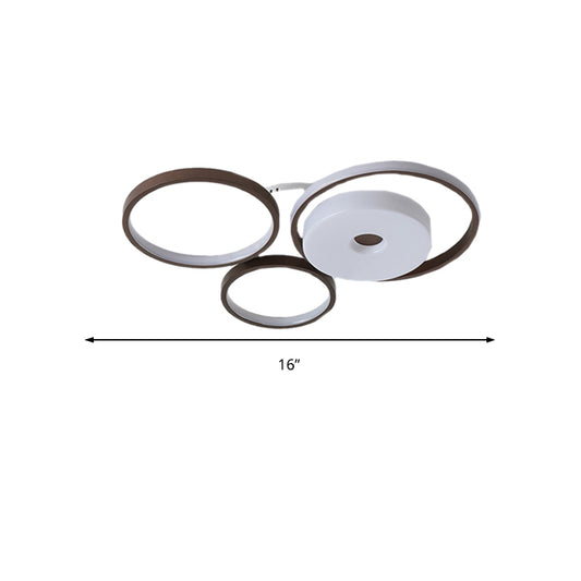 LED Coffee Flush Ring Light Minimal Acrylic Shaded Bedroom Ceiling Mount Light Fixture in White Light, 16"/19.5" Wide Clearhalo 'Ceiling Lights' 'Close To Ceiling Lights' 'Close to ceiling' 'Semi-flushmount' Lighting' 218530