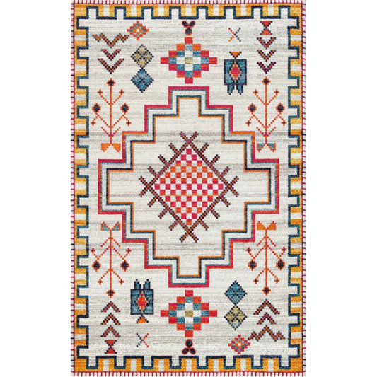 Whitewash Jacquard Print Rug Multicolor Persian Carpet Synthetics Anti-Slip Washable Stain Resistant Rug for Tearoom Light Gray Clearhalo 'Area Rug' 'Moroccan' 'Rugs' Rug' 2185340