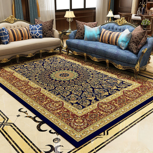 Magnificent Floral Printed Rug Multi-Color Moroccan Rug Polyester Washable Anti-Slip Backing Stain Resistant Rug for Guest Room Dark Blue Clearhalo 'Area Rug' 'Moroccan' 'Rugs' Rug' 2185381
