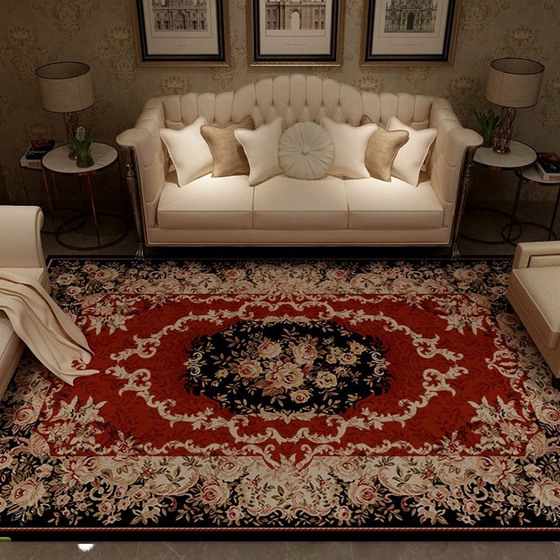 Multi-Colored Moroccan Rug Synthetics Jacquard Pattern Rug Washable Stain Resistant Non-Slip Carpet for Lounge Brick Red Clearhalo 'Area Rug' 'Moroccan' 'Rugs' Rug' 2185395