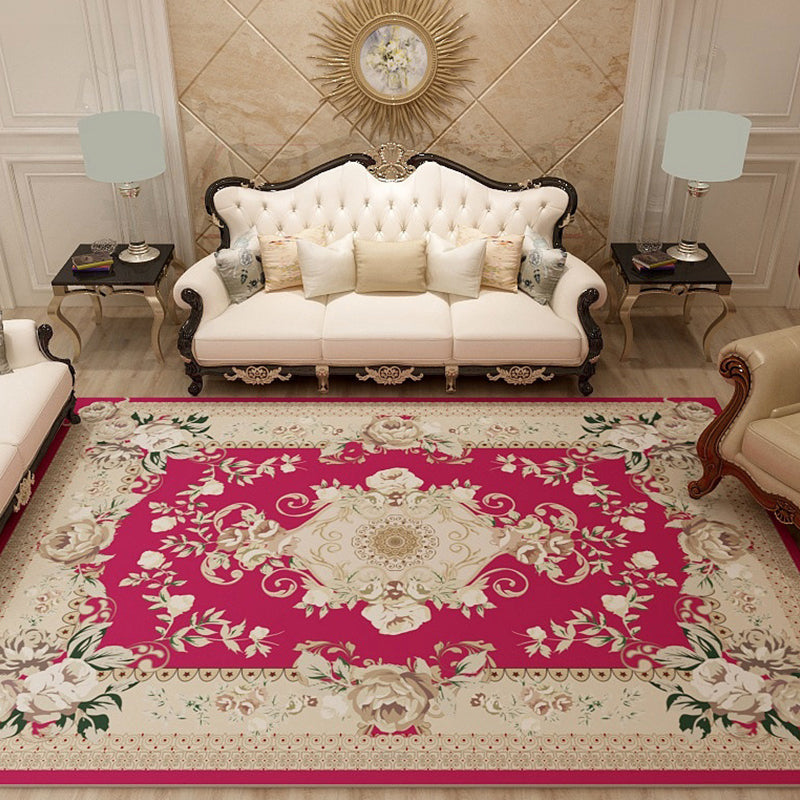 Multi-Colored Moroccan Rug Synthetics Jacquard Pattern Rug Washable Stain Resistant Non-Slip Carpet for Lounge Rose Red Clearhalo 'Area Rug' 'Moroccan' 'Rugs' Rug' 2185398