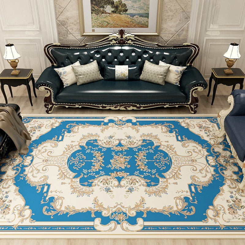 Multi-Colored Moroccan Rug Synthetics Jacquard Pattern Rug Washable Stain Resistant Non-Slip Carpet for Lounge Sky Blue Clearhalo 'Area Rug' 'Moroccan' 'Rugs' Rug' 2185404