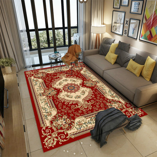 Moroccan Style Bedroom Rug Multi Color Flower Print Carpet Polyester Washable Pet Friendly Anti-Slip Backing Rug Clearhalo 'Area Rug' 'Moroccan' 'Rugs' Rug' 2185464