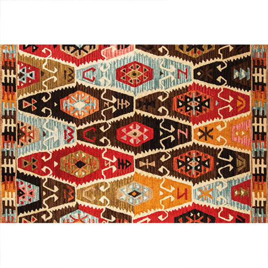 Rustic Tribal Print Area Rug Multi-Color Moroccan Rug Synthetics Washable Non-Slip Pet Friendly Rug for Room Dark Coffee Clearhalo 'Area Rug' 'Moroccan' 'Rugs' Rug' 2185475