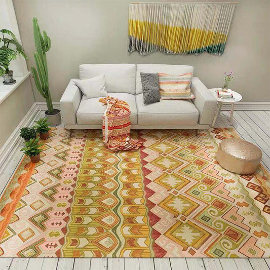 Empire Print Rug Multi Colored Moroccan Rug Polyester Anti-Slip Backing Machine Washable Pet Friendly Rug for Living Room Ginger Clearhalo 'Area Rug' 'Moroccan' 'Rugs' Rug' 2185488