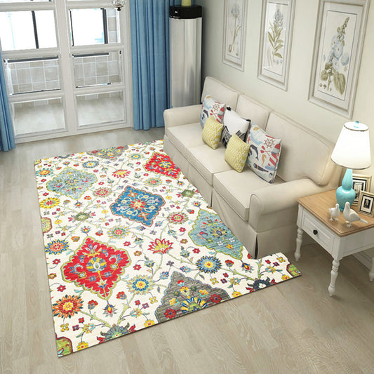Multicolor Moroccan Indoor Rug Synthetics Jacquard Printed Carpet Non-Slip Stain Resistant Machine Washable Rug for Home White Clearhalo 'Area Rug' 'Moroccan' 'Rugs' Rug' 2185508