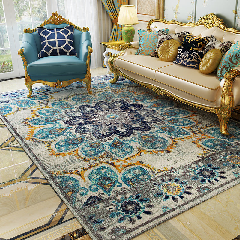 Antique Multi Color Floral Rug Polypropylene Moroccan Area Carpet Pet Friendly Washable Non-Slip Rug for Guest Room Clearhalo 'Area Rug' 'Moroccan' 'Rugs' Rug' 2185525