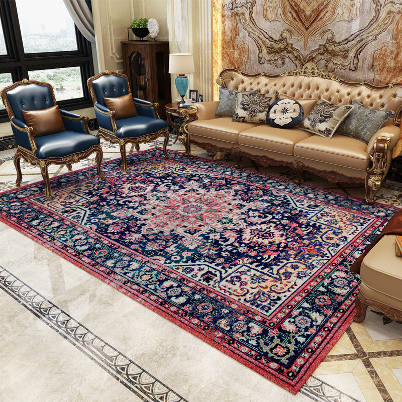 Antique Multi Color Floral Rug Polypropylene Moroccan Area Carpet Pet Friendly Washable Non-Slip Rug for Guest Room Red Clearhalo 'Area Rug' 'Moroccan' 'Rugs' Rug' 2185536