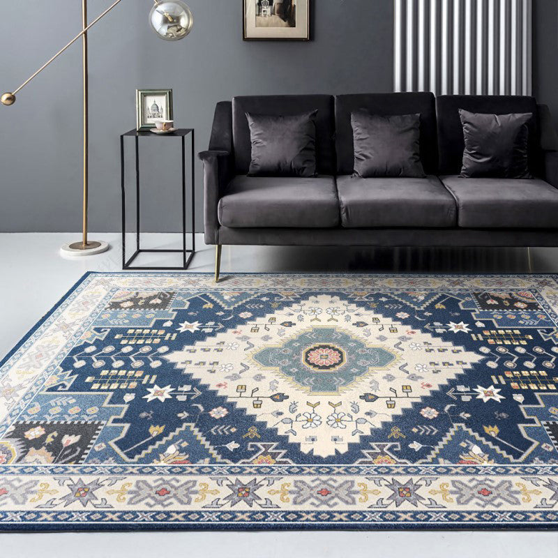 Nice Moroccan Rug Multi Colored Symmetric Print Carpet Non-Slip Machine Washable Pet Friendly Rug for Room Dark Blue Clearhalo 'Area Rug' 'Moroccan' 'Rugs' Rug' 2185553