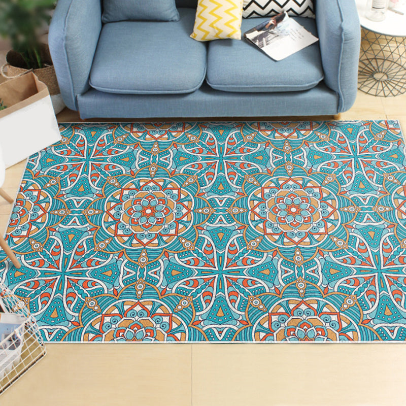 Multi-Color Living Room Rug Persian Floral Indoor Rug Synthetics Pet Friendly Non-Slip Backing Machine Washable Rug Lake Blue Clearhalo 'Area Rug' 'Moroccan' 'Rugs' Rug' 2185562