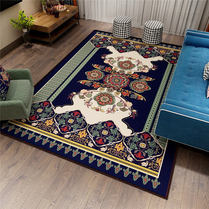 Classy Persian Rug Multi-Color Flower Area Rug Machine Washable Stain Resistant Non-Slip Indoor Rug for Home Navy Clearhalo 'Area Rug' 'Moroccan' 'Rugs' Rug' 2185573