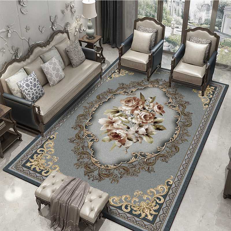 Oriental Blossom Area Rug Multi Colored Polyester Carpet Stain Resistant Non-Slip Machine Washable Rug for Living Room Clearhalo 'Area Rug' 'Moroccan' 'Rugs' Rug' 2185584