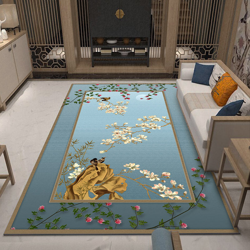 Oriental Blossom Area Rug Multi Colored Polyester Carpet Stain Resistant Non-Slip Machine Washable Rug for Living Room Clearhalo 'Area Rug' 'Moroccan' 'Rugs' Rug' 2185588
