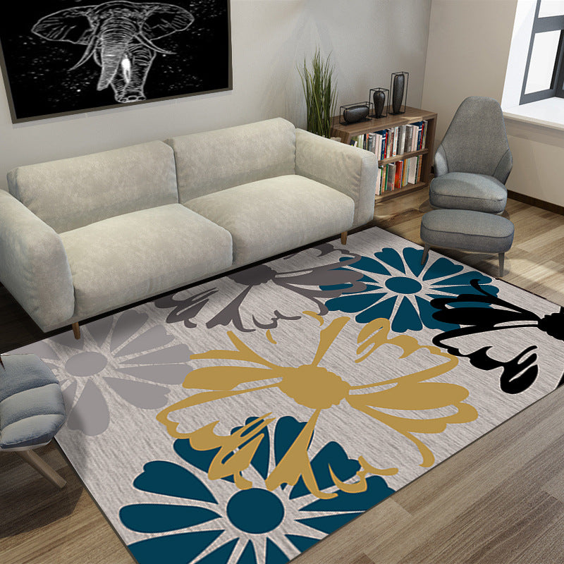 Oriental Blossom Area Rug Multi Colored Polyester Carpet Stain Resistant Non-Slip Machine Washable Rug for Living Room Clearhalo 'Area Rug' 'Moroccan' 'Rugs' Rug' 2185596
