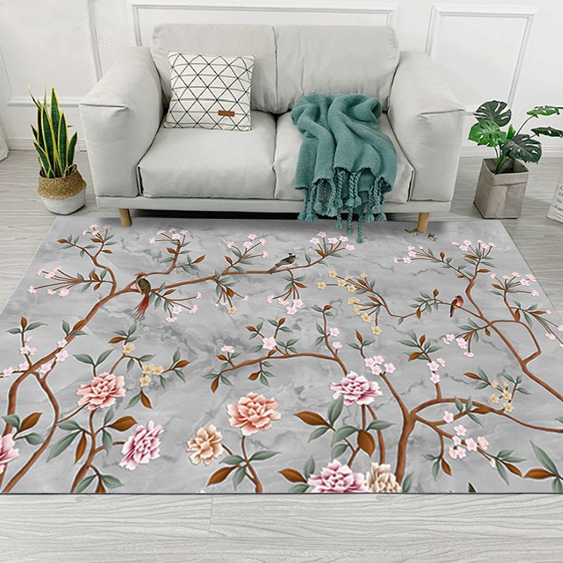 Oriental Blossom Area Rug Multi Colored Polyester Carpet Stain Resistant Non-Slip Machine Washable Rug for Living Room Clearhalo 'Area Rug' 'Moroccan' 'Rugs' Rug' 2185598