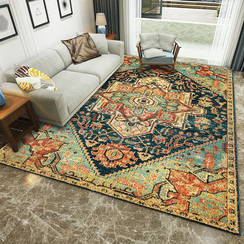 Vintage Multi-Color Flower Rug Polypropylene Moroccan Indoor Rug Pet Friendly Non-Slip Washable Carpet for Bedroom Blue Clearhalo 'Area Rug' 'Moroccan' 'Rugs' Rug' 2185599