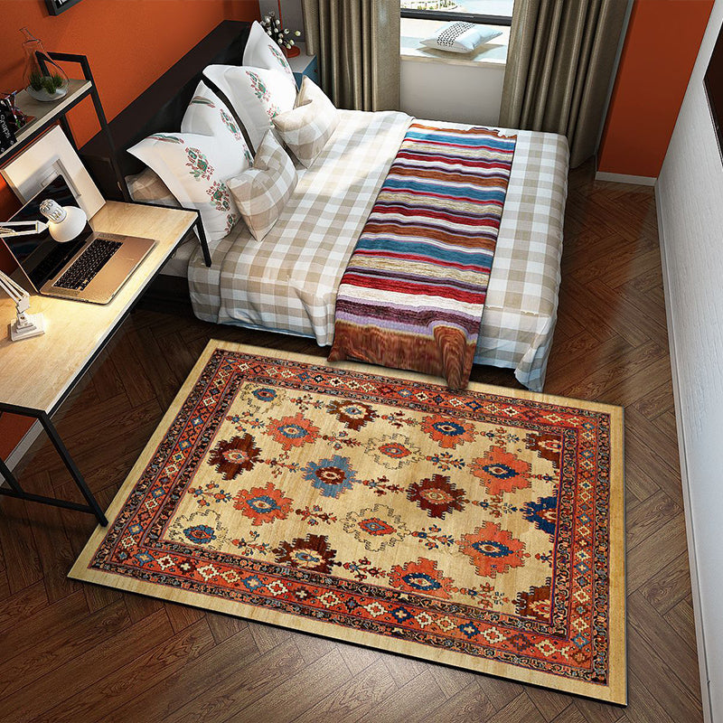 Vintage Multi-Color Flower Rug Polypropylene Moroccan Indoor Rug Pet Friendly Non-Slip Washable Carpet for Bedroom Yellow Clearhalo 'Area Rug' 'Moroccan' 'Rugs' Rug' 2185604