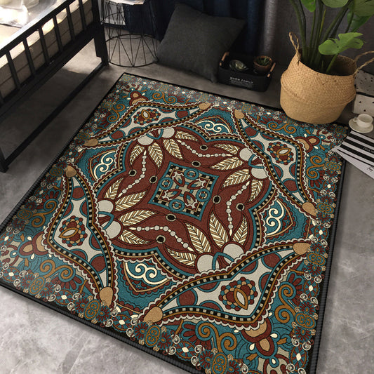 Persian Chamber Area Rug Multicolor Jacquard Printing Carpet Synthetics Anti-Slip Stain Resistant Pet Friendly Rug Dark Coffee Clearhalo 'Area Rug' 'Moroccan' 'Rugs' Rug' 2185618