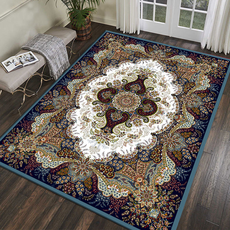 Turkish Jacquard Print Rug Multi Color Polyester Area Carpet Machine Washable Pet Friendly Anti-Slip Backing Rug for Home Decor White Clearhalo 'Area Rug' 'Moroccan' 'Rugs' Rug' 2185621