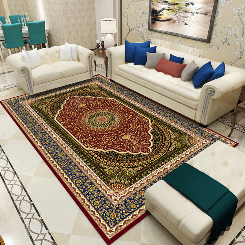 Imperial Moroccan Rug Multi-Colored Printed Carpet Anti-Slip Backing Pet Friendly Washable Rug for Lounge Burgundy Clearhalo 'Area Rug' 'Moroccan' 'Rugs' Rug' 2185632