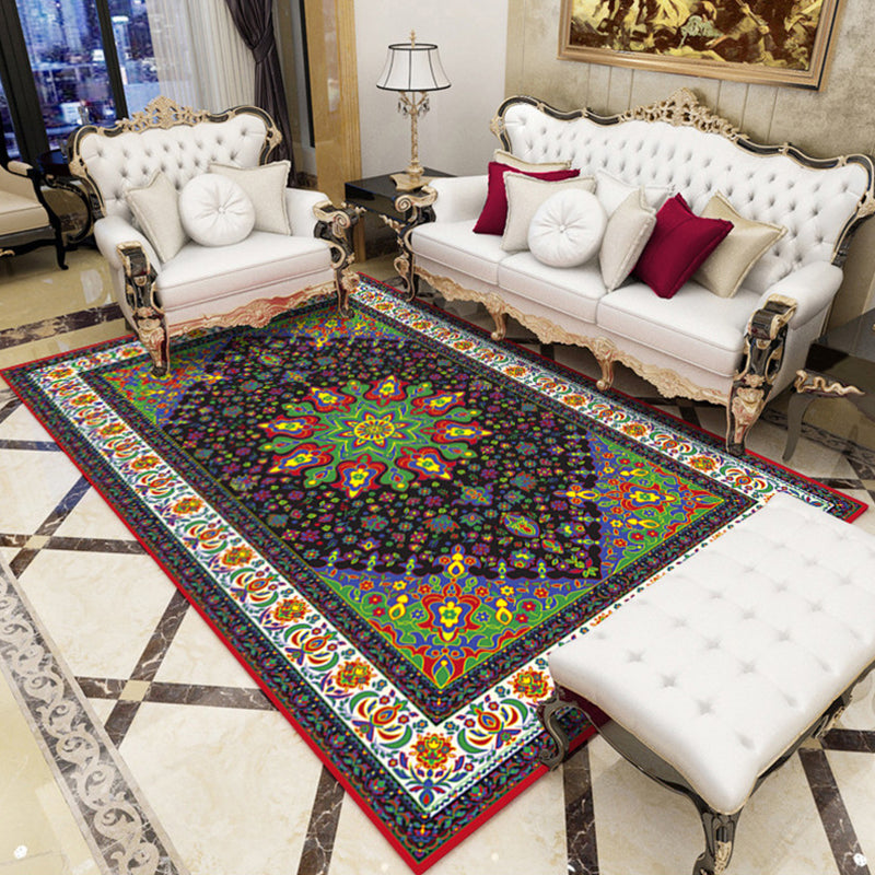 Imperial Moroccan Rug Multi-Colored Printed Carpet Anti-Slip Backing Pet Friendly Washable Rug for Lounge Turquoise Clearhalo 'Area Rug' 'Moroccan' 'Rugs' Rug' 2185633