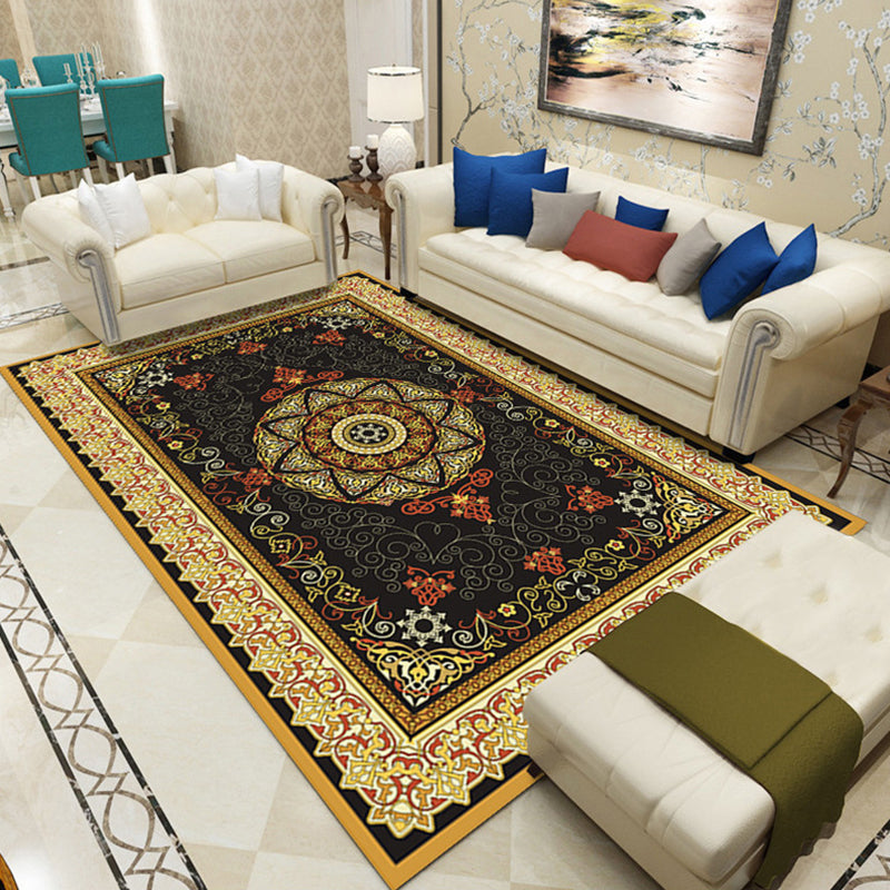 Imperial Moroccan Rug Multi-Colored Printed Carpet Anti-Slip Backing Pet Friendly Washable Rug for Lounge Black Clearhalo 'Area Rug' 'Moroccan' 'Rugs' Rug' 2185635