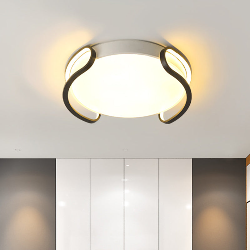 Comtemporary Black and White Round Flush Mount Ceiling Light Acrylic Shaded Bedroom LED Flush Lamp in White Light Clearhalo 'Ceiling Lights' 'Close To Ceiling Lights' 'Close to ceiling' 'Flush mount' Lighting' 218565