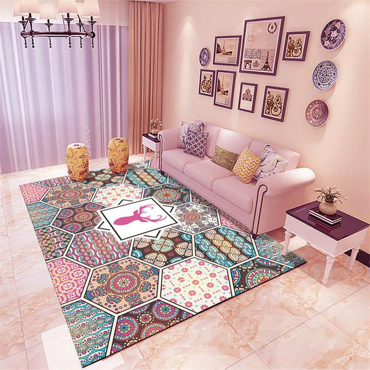 Classy Multi Color Mandala Rug Synthetics Moroccan Area Rug Stain Resistant Anti-Slip Pet Friendly Rug for Great Room Clearhalo 'Area Rug' 'Moroccan' 'Rugs' Rug' 2185666