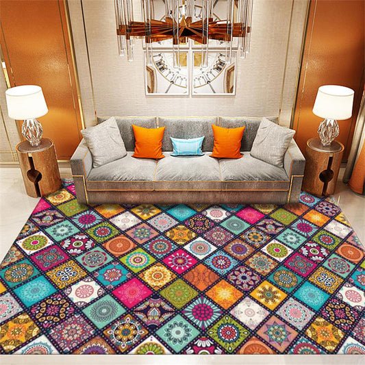 Classy Multi Color Mandala Rug Synthetics Moroccan Area Rug Stain Resistant Anti-Slip Pet Friendly Rug for Great Room Purple Clearhalo 'Area Rug' 'Moroccan' 'Rugs' Rug' 2185668