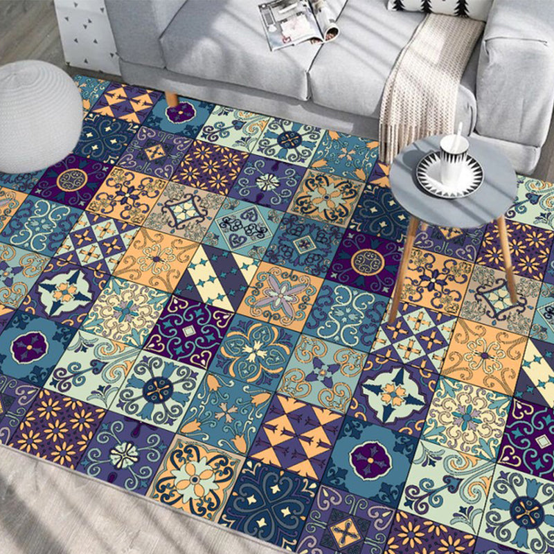 Moroccan Mosaic Print Rug Multi Colored Polyester Carpet Non-Slip Backing Washable Pet Friendly Rug for Living Room Clearhalo 'Area Rug' 'Moroccan' 'Rugs' Rug' 2185677