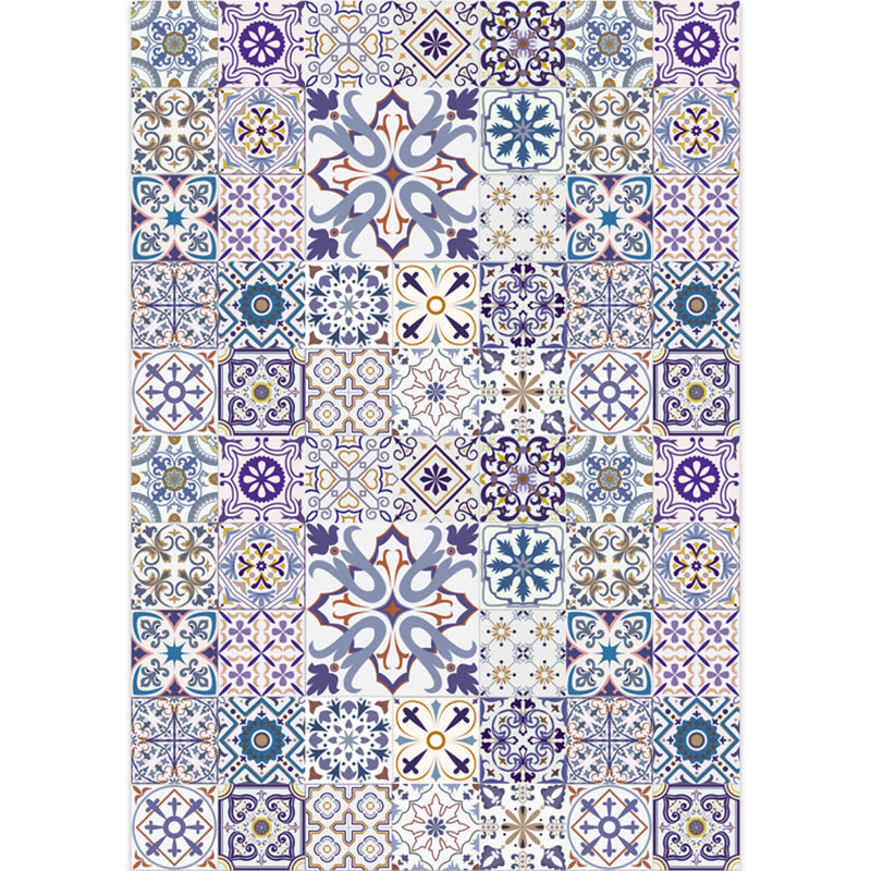 Moroccan Mosaic Print Rug Multi Colored Polyester Carpet Non-Slip Backing Washable Pet Friendly Rug for Living Room Water Blue Clearhalo 'Area Rug' 'Moroccan' 'Rugs' Rug' 2185679
