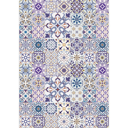 Moroccan Mosaic Print Rug Multi Colored Polyester Carpet Non-Slip Backing Washable Pet Friendly Rug for Living Room Water Blue Clearhalo 'Area Rug' 'Moroccan' 'Rugs' Rug' 2185679