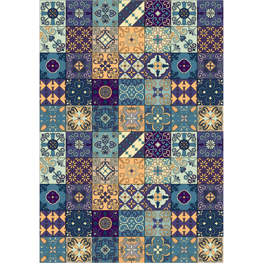 Moroccan Mosaic Print Rug Multi Colored Polyester Carpet Non-Slip Backing Washable Pet Friendly Rug for Living Room Denim Blue Clearhalo 'Area Rug' 'Moroccan' 'Rugs' Rug' 2185681